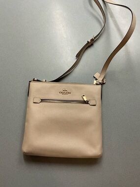 Coach Pebble Leather Crossbody Bag in Light Taupe